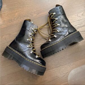 Doc Martens Ghilana Max Distressed Patent Leather Platform Boots W7